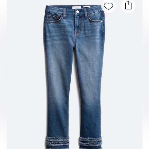 Jen 7 by 7 for all Mankind Denim - Jen 7 by 7 for all mankind - Cropped Fringe Hem Straight Leg Jean - Size 16.